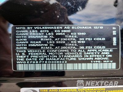 Zdjęcie 13 z 13 samochodu: 2014 VOLKSWAGEN TOUAREG V6 VIN:WVGEF9BP7ED008322 - miniatura