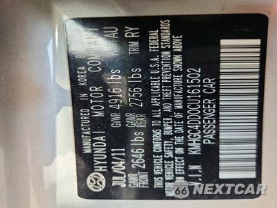 Zdjęcie 12 z 12 samochodu: 2012 HYUNDAI GENESIS 3.8L VIN:KMHGC4DD0CU161502 - miniatura