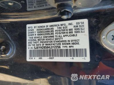 Zdjęcie 12 z 12 samochodu: 2004 HONDA ELEMENT EX VIN:5J6YH28584L012256 - miniatura