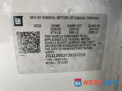 Zdjęcie 12 z 12 samochodu: 2018 CHEVROLET IMPALA PREMIER VIN:2G1125S37J9157219 - miniatura
