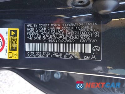 Zdjęcie 12 z 12 samochodu: 2017 LEXUS CT 200 VIN:JTHKD5BH2H2288079 - miniatura