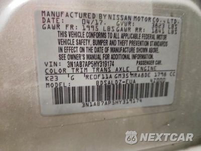 Zdjęcie 12 z 12 samochodu: 2017 NISSAN SENTRA SV VIN:3N1AB7AP5HY319174 - miniatura