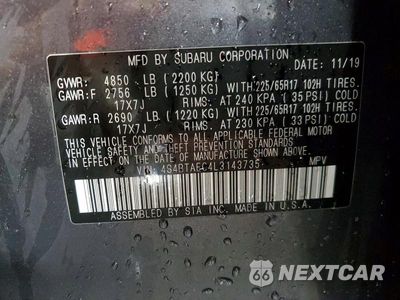 Zdjęcie 12 z 12 samochodu: 2020 SUBARU OUTBACK PREMIUM VIN:4S4BTAEC4L3143735 - miniatura