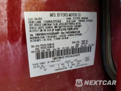 Zdjęcie 13 z 13 samochodu: 2005 MERCURY MONTEGO PREMIER VIN:1MEFM42195G625697 - miniatura