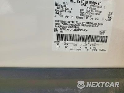 Zdjęcie 13 z 13 samochodu: 2016 FORD EXPLORER XLT VIN:1FM5K8DHXGGB52606 - miniatura