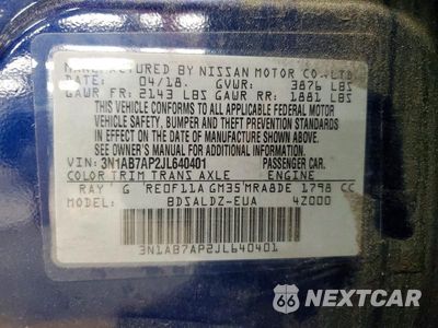 Zdjęcie 12 z 12 samochodu: 2018 NISSAN SENTRA SV VIN:3N1AB7AP2JL640401 - miniatura