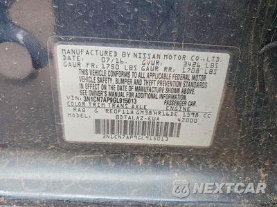 Zdjęcie 12 z 12 samochodu: 2016 NISSAN VERSA 1.6 S PLUS VIN:3N1CN7AP9GL915013 - miniatura