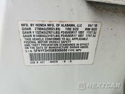 Zdjęcie 13 z 13 samochodu: 2011 HONDA PILOT EXL VIN:5FNYF3H55BB006688 - miniatura