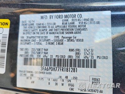Zdjęcie 13 z 13 samochodu: 2015 FORD FUSION SE VIN:3FA6P0H77FR181281 - miniatura