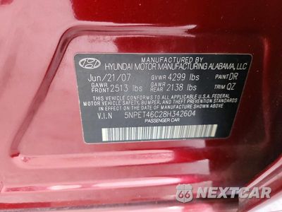 Zdjęcie 12 z 12 samochodu: 2008 HYUNDAI SONATA GLS VIN:5NPET46C28H342604 - miniatura