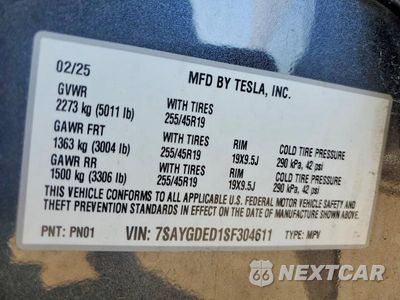 Zdjęcie 12 z 12 samochodu: 2025 TESLA MODEL Y VIN:7SAYGDED1SF304611 - miniatura