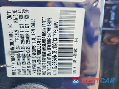 Zdjęcie 12 z 12 samochodu: 2011 HONDA CR-V SE VIN:5J6RE4H40BL109013 - miniatura