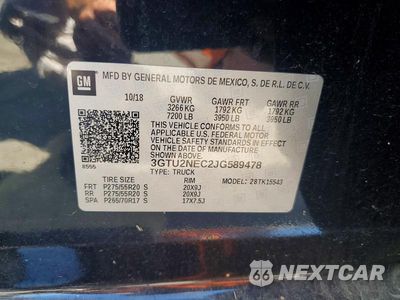 Zdjęcie 12 z 12 samochodu: 2018 GMC SIERRA K1500 SLT VIN:3GTU2NEC2JG589478 - miniatura