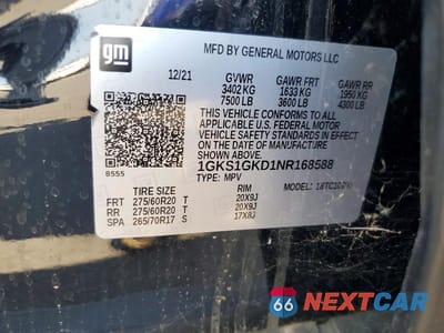 Zdjęcie 13 z 13 samochodu: 2022 GMC YUKON XL C1500 SLT VIN:1GKS1GKD1NR168588 - miniatura