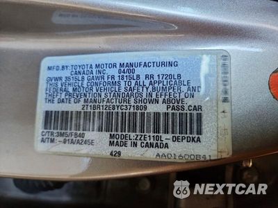 Zdjęcie 12 z 12 samochodu: 2000 TOYOTA COROLLA VE VIN:2T1BR12E8YC371809 - miniatura