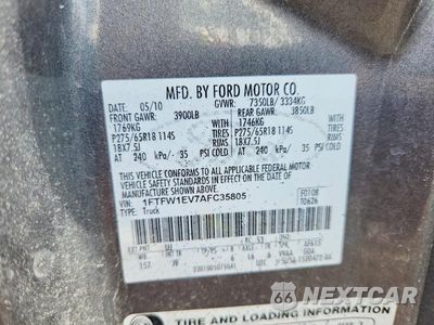 Zdjęcie 12 z 12 samochodu: 2010 FORD F150 SUPERCREW VIN:1FTFW1EV7AFC35805 - miniatura
