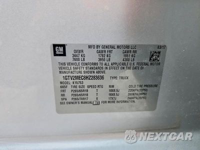 Zdjęcie 12 z 12 samochodu: 2017 GMC SIERRA K1500 SLE VIN:1GTV2MEC8HZ283636 - miniatura