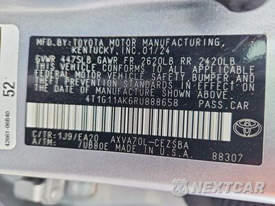 Zdjęcie 13 z 13 samochodu: 2024 TOYOTA CAMRY SE VIN:4T1G11AK6RU888658 - miniatura