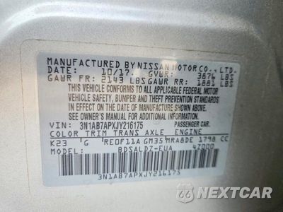 Zdjęcie 12 z 12 samochodu: 2018 NISSAN SENTRA SV VIN:3N1AB7APXJY216175 - miniatura