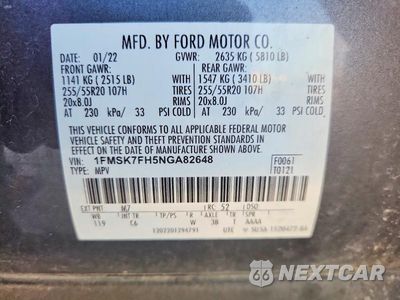 Zdjęcie 14 z 14 samochodu: 2022 FORD EXPLORER LIMITED VIN:1FMSK7FH5NGA82648 - miniatura