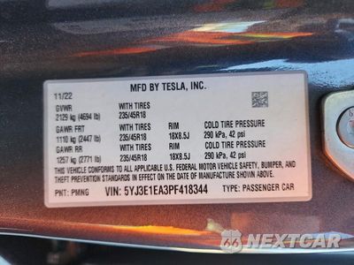 Zdjęcie 12 z 12 samochodu: 2023 TESLA MODEL 3 VIN:5YJ3E1EA3PF418344 - miniatura