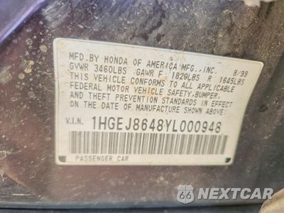 Zdjęcie 12 z 12 samochodu: 2000 HONDA CIVIC EX VIN:1HGEJ8648YL000948 - miniatura