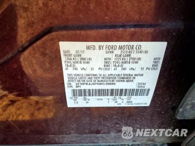 Zdjęcie 13 z 13 samochodu: 2017 FORD EDGE SEL VIN:2FMPK4J97HBC39886 - miniatura
