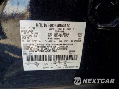 Zdjęcie 13 z 13 samochodu: 2022 FORD EXPLORER XLT VIN:1FMSK8DH6NGC11165 - miniatura