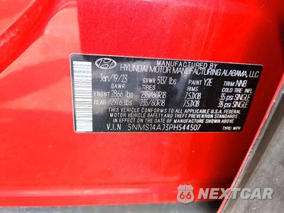 Zdjęcie 13 z 13 samochodu: 2023 HYUNDAI SANTA FE SE VIN:5NMS14AJ3PH544507 - miniatura