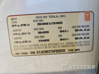 Zdjęcie 12 z 12 samochodu: 2017 TESLA MODEL X VIN:5YJXCBE27HF059233 - miniatura