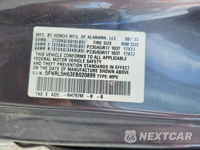 Zdjęcie 13 z 13 samochodu: 2014 HONDA ODYSSEY EXL VIN:5FNRL5H63EB020899 - miniatura