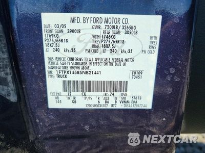 Zdjęcie 12 z 12 samochodu: 2005 FORD F150 VIN:1FTPX14585NB21441 - miniatura