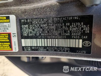 Zdjęcie 12 z 12 samochodu: 2022 TOYOTA CAMRY LE VIN:4T1C11AK0NU666920 - miniatura