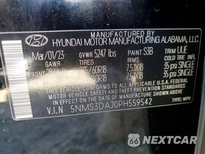 Zdjęcie 12 z 12 samochodu: 2023 HYUNDAI SANTA FE SEL PREMIUM VIN:5NMS3DAJ0PH559542 - miniatura