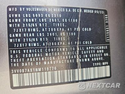 Zdjęcie 13 z 13 samochodu: 2022 VOLKSWAGEN TIGUAN S VIN:3VV0B7AX1NM119776 - miniatura