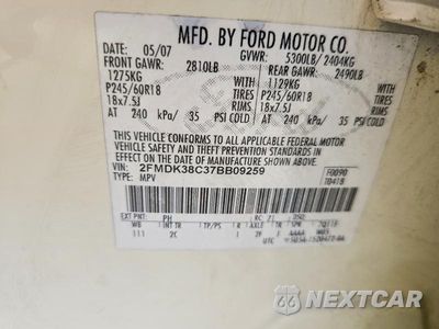 Zdjęcie 13 z 13 samochodu: 2007 FORD EDGE SEL VIN:2FMDK38C37BB09259 - miniatura