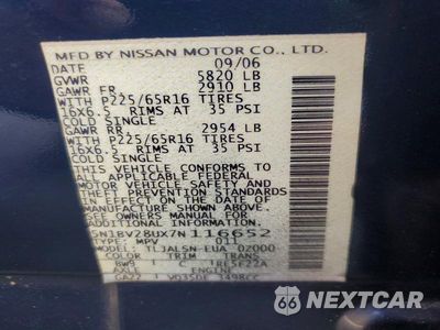 Zdjęcie 14 z 14 samochodu: 2007 NISSAN QUEST 3.5 VIN:5N1BV28UX7N116652 - miniatura