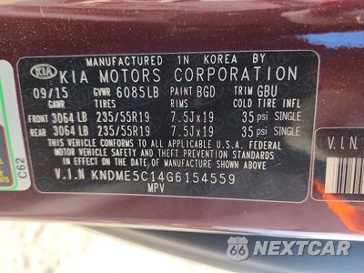 Zdjęcie 13 z 13 samochodu: 2016 KIA SEDONA SXL VIN:KNDME5C14G6154559 - miniatura