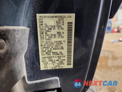 Zdjęcie 12 z 12 samochodu: 2007 NISSAN TITAN XE FFV VIN:1N6BA06B07N228458 - miniatura