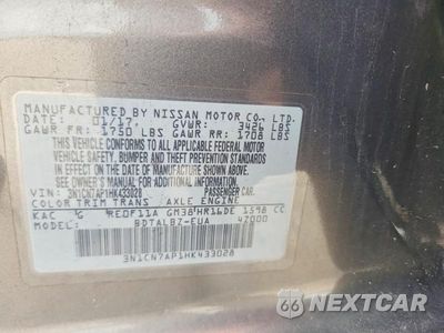 Zdjęcie 13 z 13 samochodu: 2017 NISSAN VERSA 1.6 SV VIN:3N1CN7AP1HK433028 - miniatura