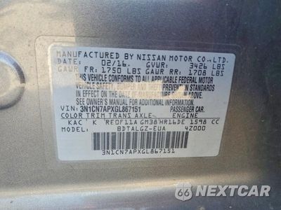 Zdjęcie 12 z 12 samochodu: 2016 NISSAN VERSA 1.6 SL VIN:3N1CN7APXGL867151 - miniatura