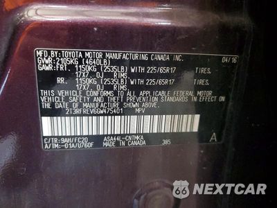 Zdjęcie 13 z 13 samochodu: 2016 TOYOTA RAV4 XLE VIN:2T3RFREV6GW475401 - miniatura