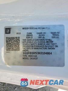Zdjęcie 13 z 13 samochodu: 2019 CHEVROLET CAMARO LS VIN:1G1FB1RS3K0104864 - miniatura