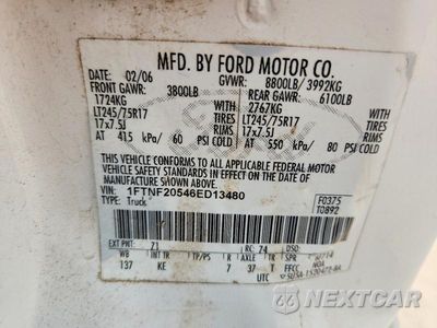 Zdjęcie 12 z 12 samochodu: 2006 FORD F250 SUPER DUTY VIN:1FTNF20546ED13480 - miniatura
