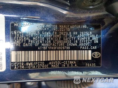 Zdjęcie 13 z 13 samochodu: 2015 TOYOTA CAMRY LE VIN:4T1BF1FK0FU929799 - miniatura