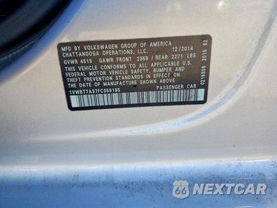 Zdjęcie 13 z 13 samochodu: 2015 VOLKSWAGEN PASSAT SE VIN:1VWBT7A37FC059195 - miniatura