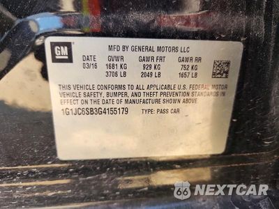Zdjęcie 12 z 12 samochodu: 2016 CHEVROLET SONIC LT VIN:1G1JC6SB3G4155179 - miniatura