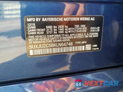 Zdjęcie 13 z 13 samochodu: 2019 BMW X5 XDRIVE50I VIN:5UXJU2C58KLN64748 - miniatura