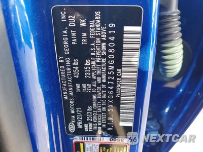 Zdjęcie 12 z 12 samochodu: 2021 KIA K5 GT LINE VIN:5XXG64J25MG080419 - miniatura