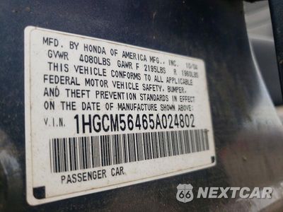 Zdjęcie 12 z 12 samochodu: 2005 HONDA ACCORD LX VIN:1HGCM56465A024802 - miniatura